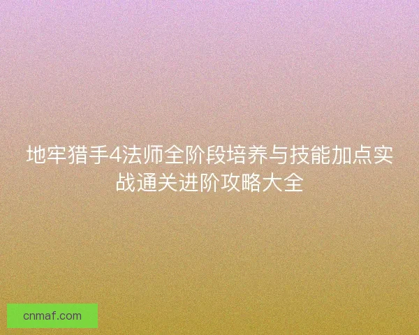 地牢猎手4法师全阶段培养与技能加点实战通关进阶攻略大全